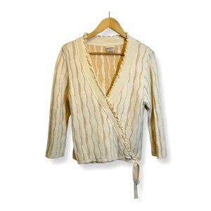 Blue Willi's Knit Cream Cotton Cardigan Sweater Women's Medium